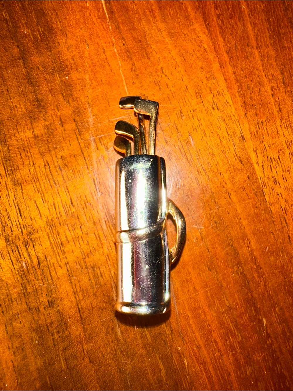 Shiny Gold & Silver Tone Golf Bag Brooch